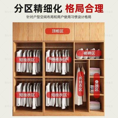 实木大衣柜家用卧现室TZC代约小户简型儿童柜子出租衣房用大橱