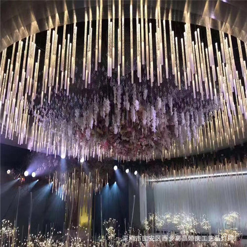 新款婚庆道具10头磨砂棒吊灯酒店婚礼堂舞台布置亚克力发光装饰灯