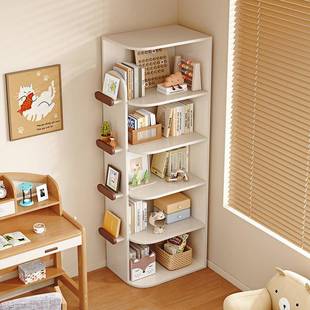 实木儿童转角书柜靠储物物柜一体落墙地书架墙置柜可可定茂衍m398