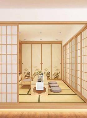 实木榻榻米WJZ整体塌塌地台卧室飘窗书桌榻米床衣柜一体米浅榻黄