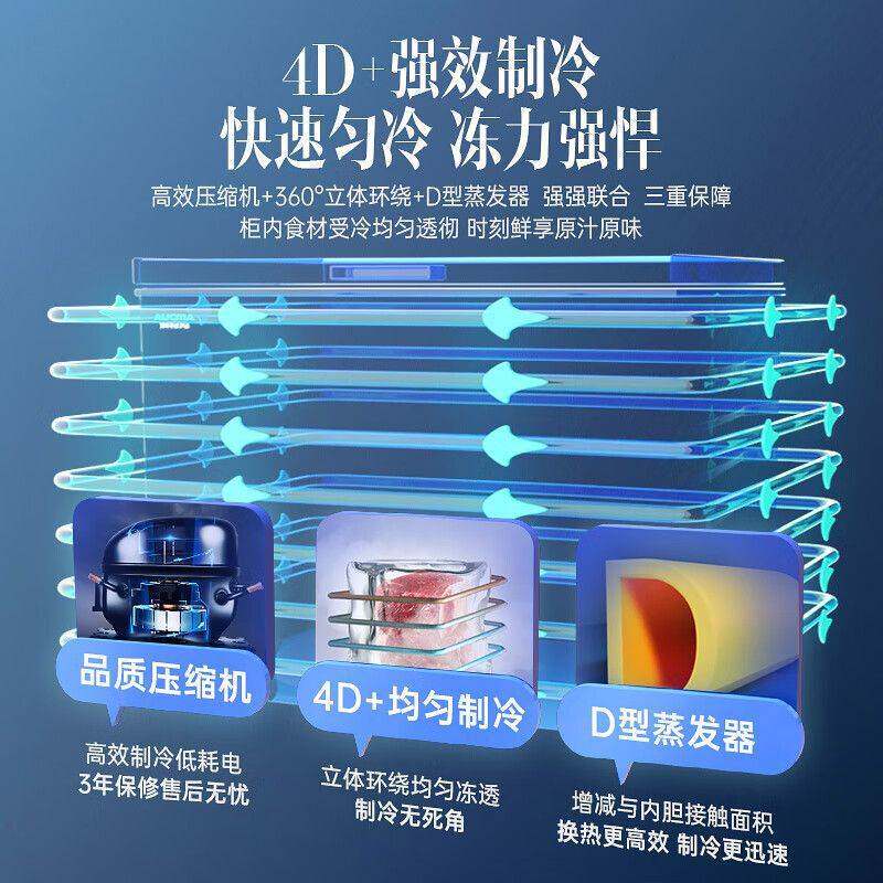 星星冷柜100/200升家用小型冰柜商用冷藏冷冻柜单温减霜卧式冰箱