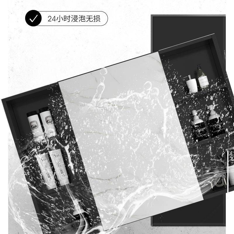 太空铝镜墙式镜柜收纳盒单独卫生间洗手间浴室镜子置物架化妆镜