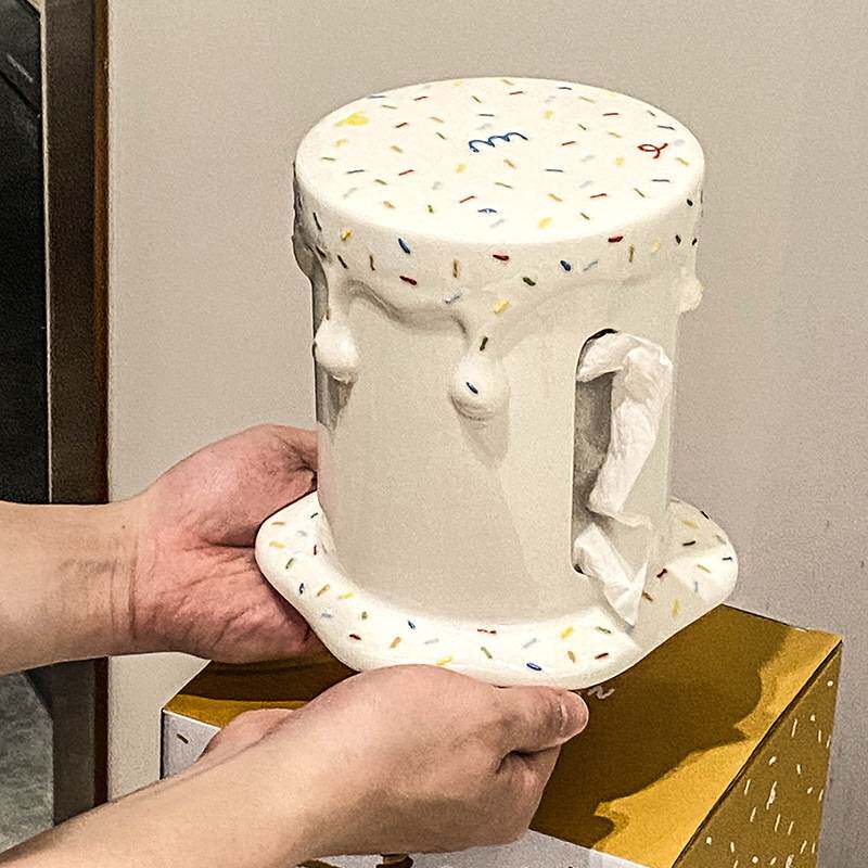 纸巾盒客厅创意可爱抽纸盒家用茶几陶瓷装饰品收纳盒纸抽盒摆件