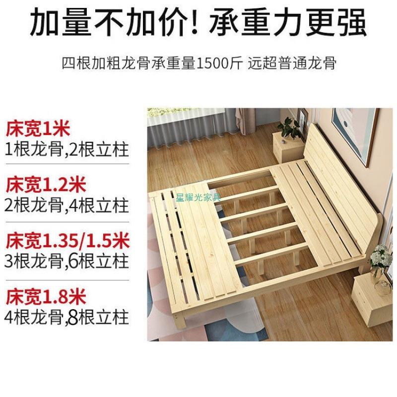实木床1.8现米松木双人济床1.5米经型成人UUC代简简约易1单人床架