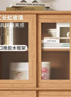 实木书移15991柜落地自由组合橡带门书架门展柜子靠墙胶木推拉门
