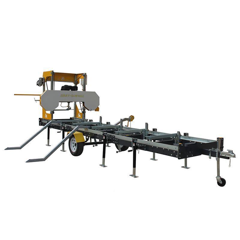 便式卧龙JR59、JR门带锯机木工捷原木开料带拖车可移汽油式圆木锯