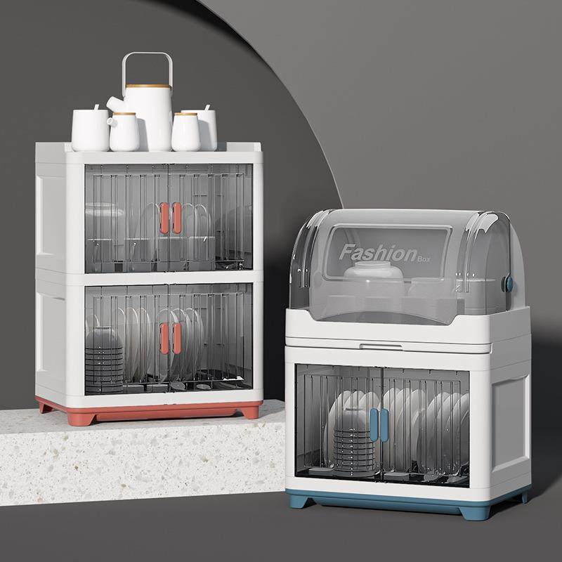 意创塑料厨房碗置柜带盖透明防尘物架家碗筷餐具多用ltao1011功能