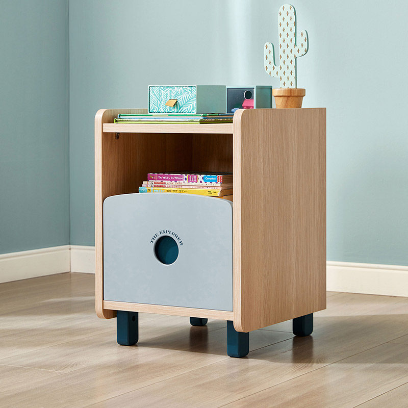 林氏木业北欧简约儿童床头柜家用小型收纳储物抽屉柜子实木脚KU1B