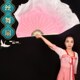 真丝舞蹈扇子跳舞扇梦幻藕粉渐变双面加长大古典舞胶州秧歌长绸扇
