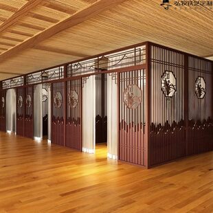 餐厅铁艺卡座包厢屏风隔断饭店火锅店包厢茶楼茶室雅间镂空装饰墙