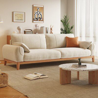 日式实木沙发客厅简约现代北欧原木风双人三人位小户型绒布艺沙发