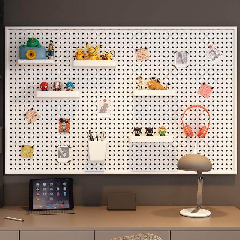 洞洞板墙上墙面置物架宿舍展示架挂板学习书桌整理收纳隔板梦幻黑