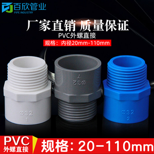 75白篮灰色螺 PVC给水管外牙直接 直通外丝接头20