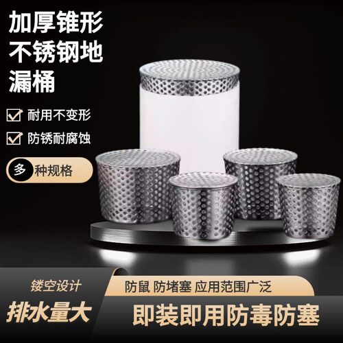 304侧排圆孔不锈钢地漏墙边内插110老管透气排水口天台防鼠过滤网