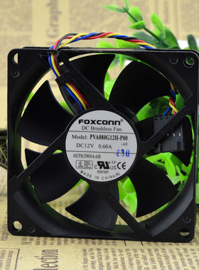 全新FOXCONN 富士康 PVA080G12H-P00 12V 0.60A 8CM 8025 4线风扇
