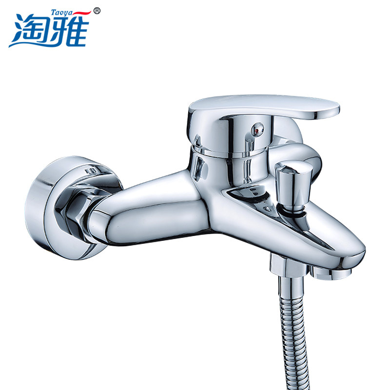 全铜淋浴龙头浴室暗装三联冷热混水阀开关浴缸花洒水龙头带下出水