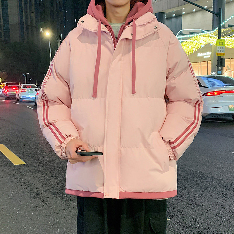 假两件羽绒服男款棉衣秋冬季宽松潮牌帅气潮流冬装青少年学生外套