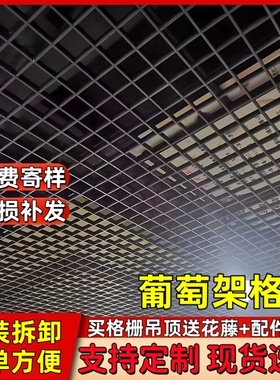 黑色吊顶铁格栅铝格栅吊顶材料自装葡萄架隔珊简易吊顶材料