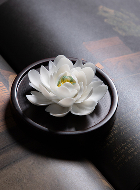 母亲节陶瓷手捏牡k丹瓷花摆件扩香器办公室厅中式桌面手工家居饰