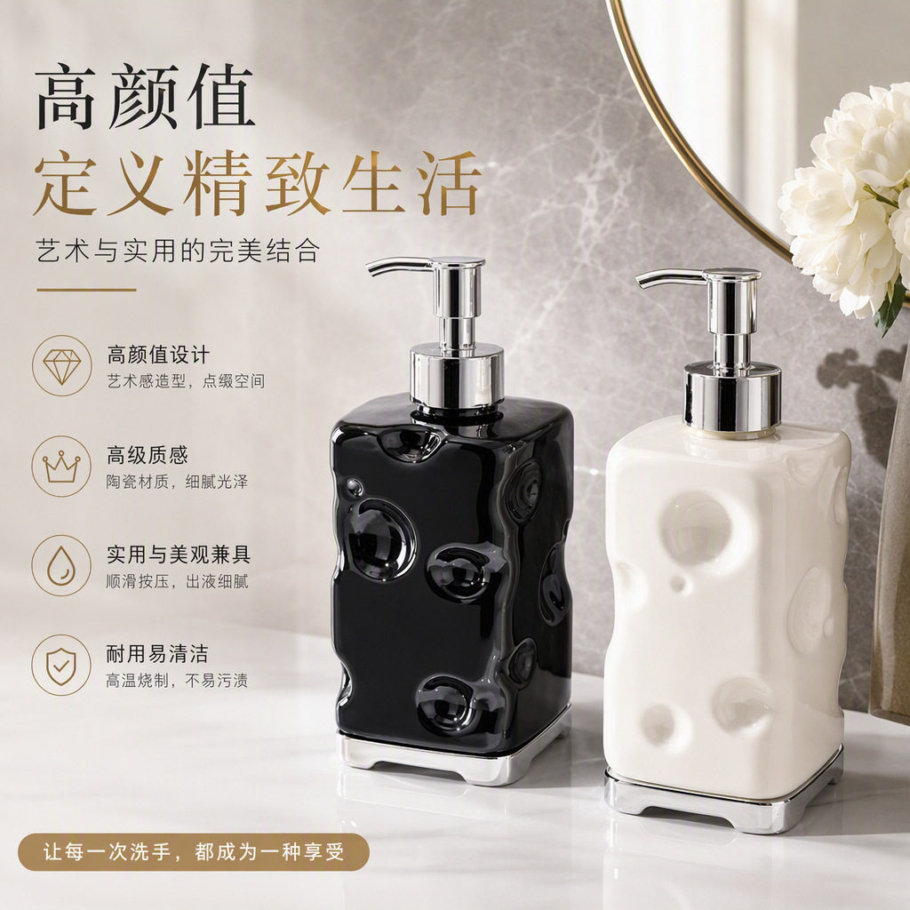 按压式洗手液瓶子花洒塑料起泡器酒店浴室用高级感高颜值分装瓶