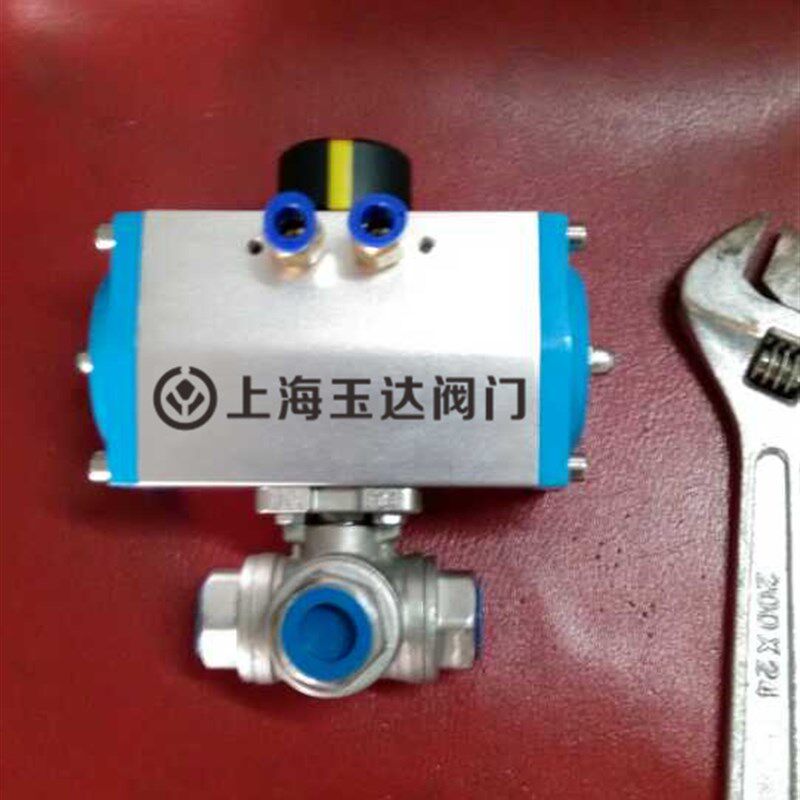 气动三通球阀 Q614F-16P DN15 DN20 DN25 DN32 DN40 DN50