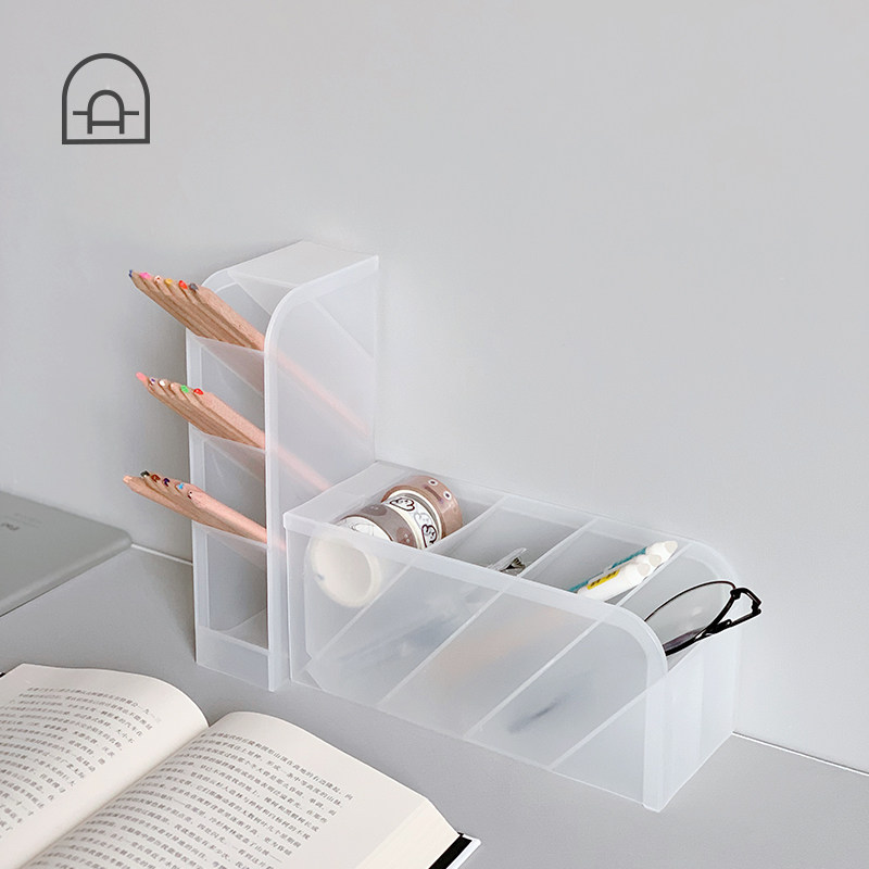 栋哈ins 现代简约笔筒学生办公精致斜插式笔桶桌面收纳日式无印女