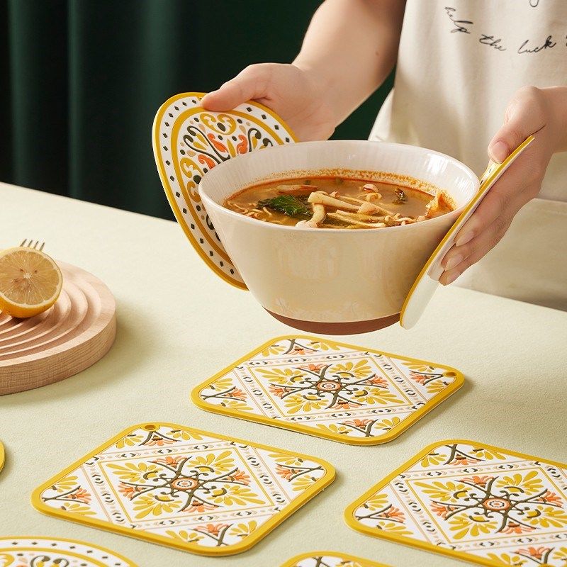 复古餐桌隔热垫硅胶防烫防滑家用厨房耐高温防油锅碗垫杯垫桌垫子