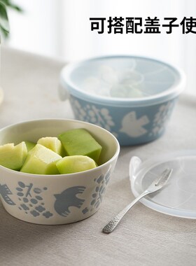 MINORU日本进口高颜值陶瓷餐具美浓烧吃饭碗家用可爱米饭碗早餐碗