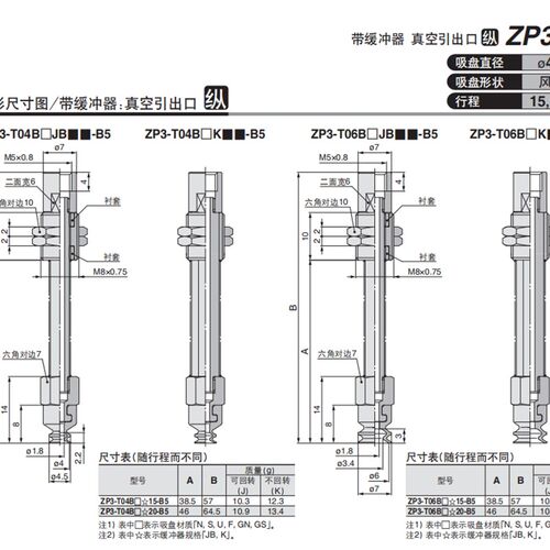 SMC真空吸盘 ZP3-Y04/Y06/Y08/Y10/Y13/Y16UMNK/UMSK15-B5/04/06