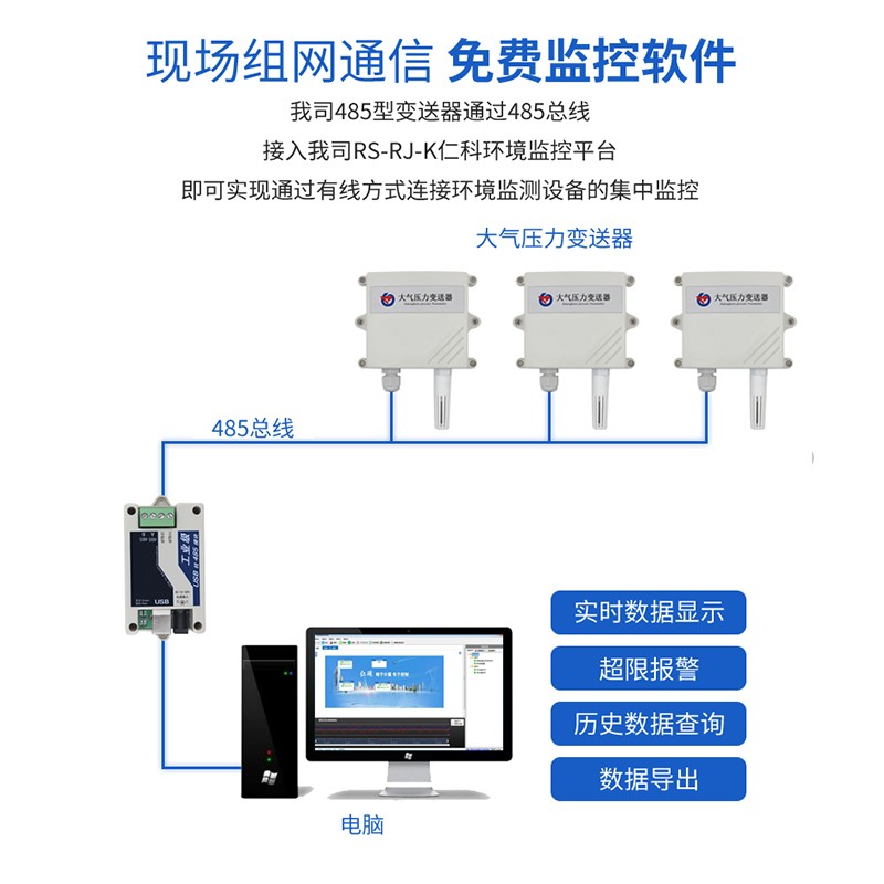 建大仁科 大气压力传感器大气压变送器模拟量4-20ma气压计气压表