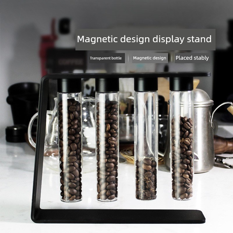 磁性咖啡豆花茶样品豆分瓶试管玻璃展示架储罐咖啡密封罐闻瓶