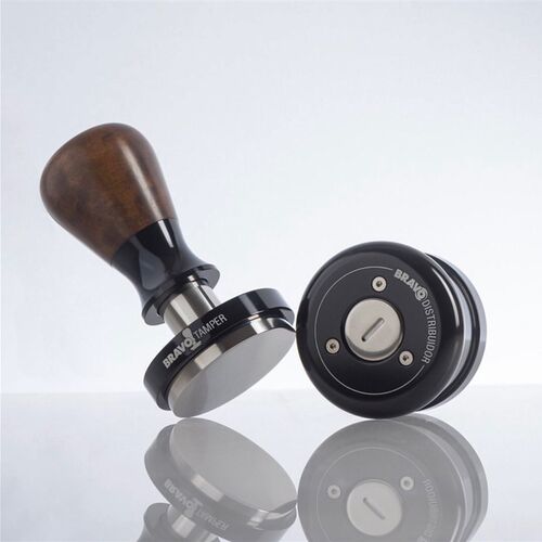 巴西Bravo品牌 TAMPER 胡桃木头款咖啡粉锤 一键式压粉功能压粉器