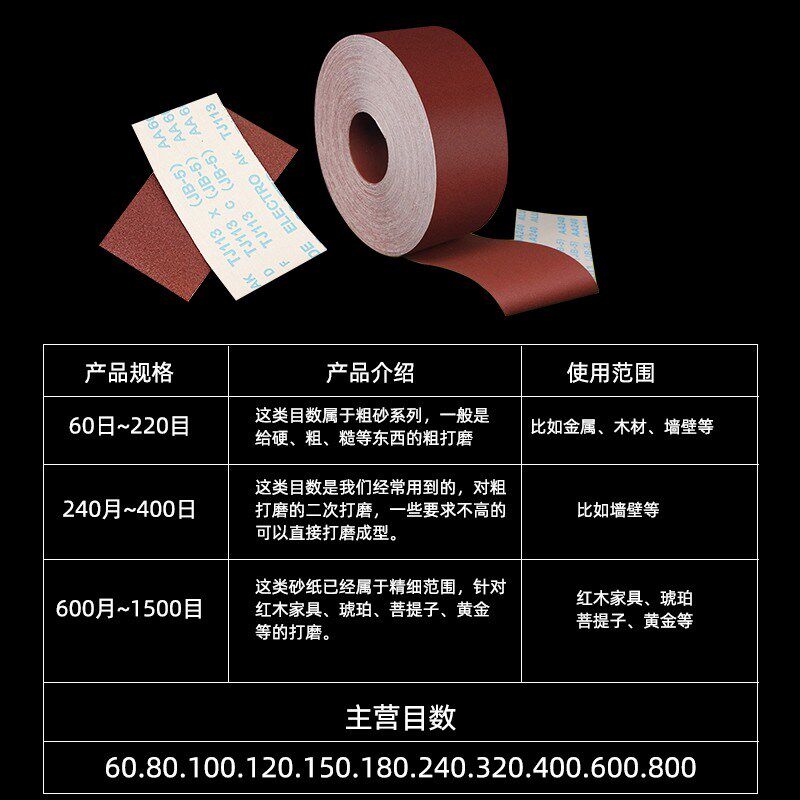 打磨砂纸手撕砂布卷砂带条纱布卷沙子打磨布沙带条150目240沙皮纸