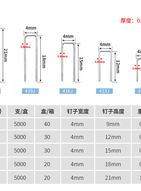 气枪钉马钉410气动码钉422马钉U型419气枪钉工业门型钉子413J416J