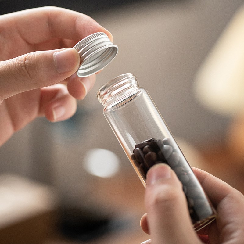 咖啡豆罐保存闻香瓶茶叶豆类储存陈列架玻璃瓶实木收纳试管展示架