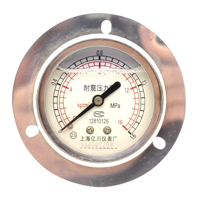 轴向带边耐震压力表YN60ZT液压油压表1.6/6/10/25/40mpa气压表