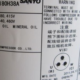 原装正品5匹适配三洋压缩机 C-SBX180H38A 空调压缩机