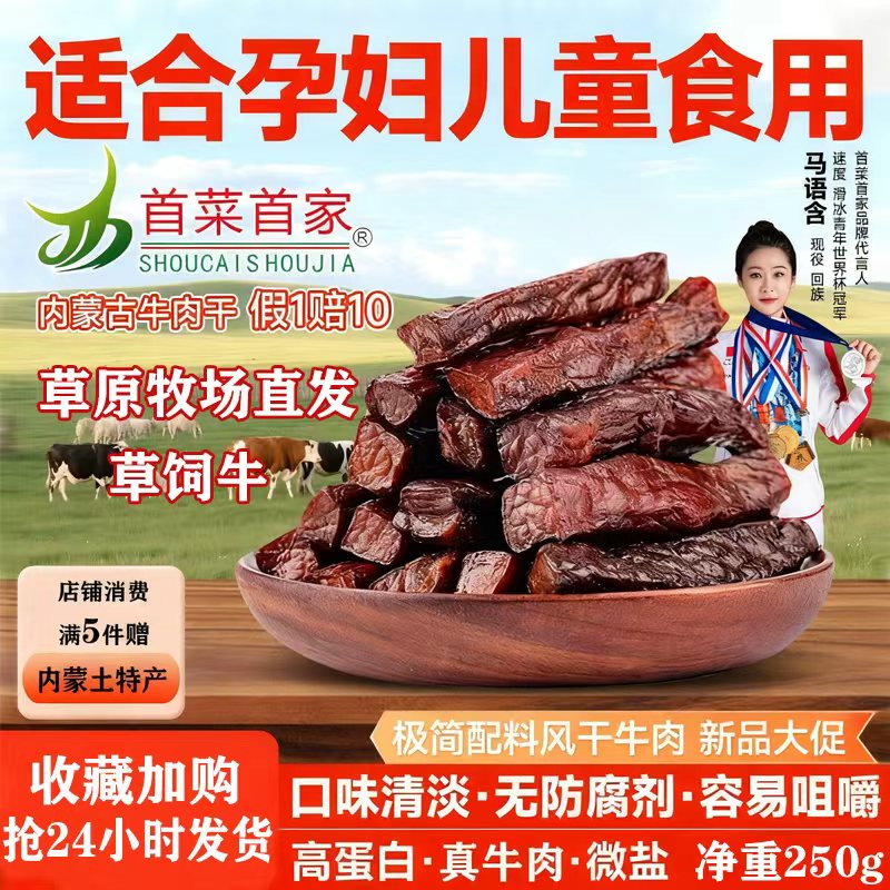 首菜首家内蒙风干牛肉干手撕草原特产孕妇儿童健身休闲解馋小零食
