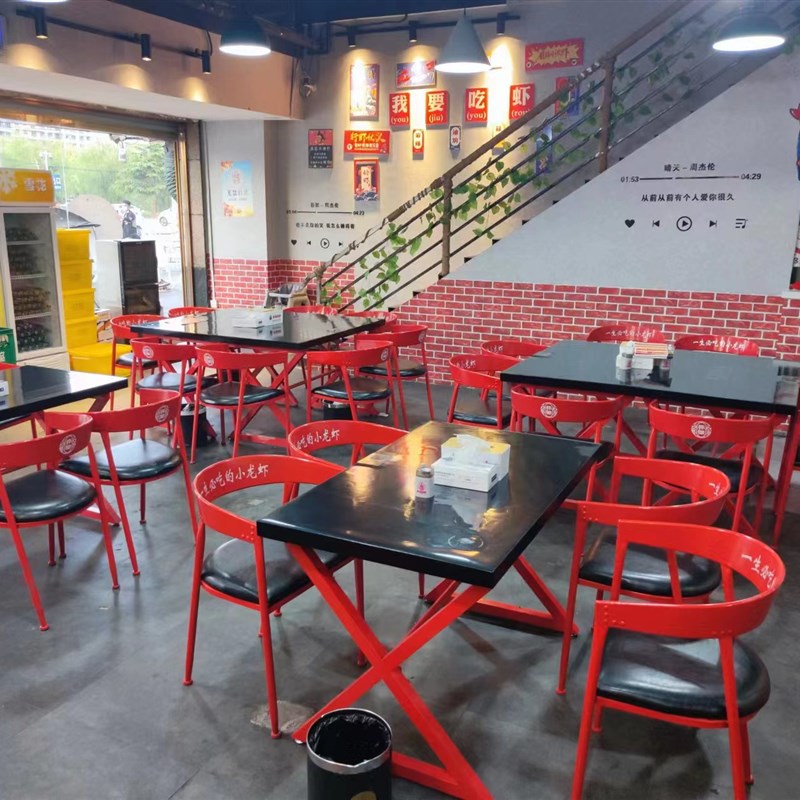 商用餐桌椅组合食l堂餐馆吃饭桌子长方形快餐饭店大排档小吃店桌