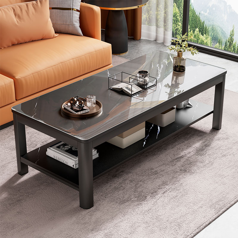 茶几客厅家用小户型简约现代长方形矮桌子钢化玻璃V双层茶台茶几