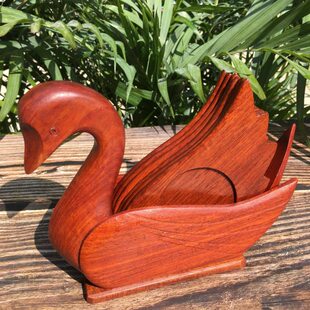 迷你天鹅红木茶杯垫隔热垫花梨木杯拖隔热垫子功夫茶具茶道防烫垫