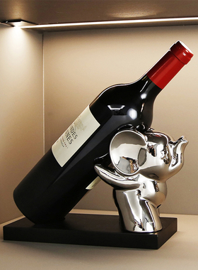 创意大象红酒架子酒柜装饰品摆件轻奢F高档家居客厅玄关餐边柜摆