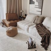 北欧表情真皮单人沙发方块格沙发工业风皮埃蒙特极简沙发客厅组合