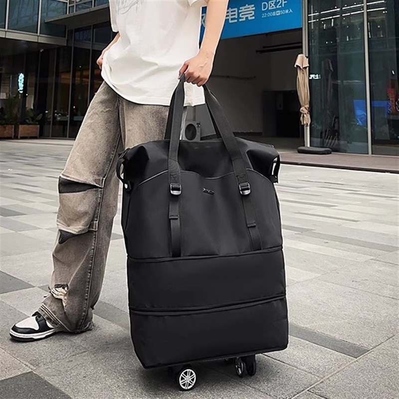 带滑轮万向轮轮子的旅行包轻便大容量可折叠拉杆行李箱Y便携收纳