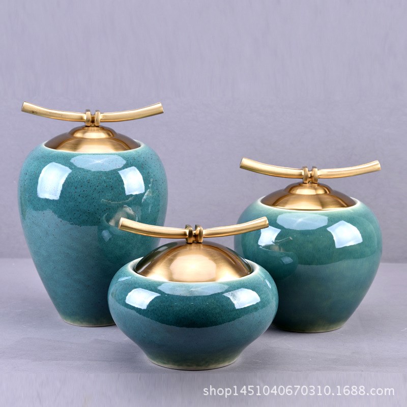 现代新中式客厅j电视柜玄关摆件陶瓷罐子家居样板房装饰柜摆设饰