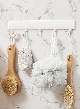 KM.210.五连粘钩塑料联w排挂钩简约白色塑料挂钩黏钩 米木日式家