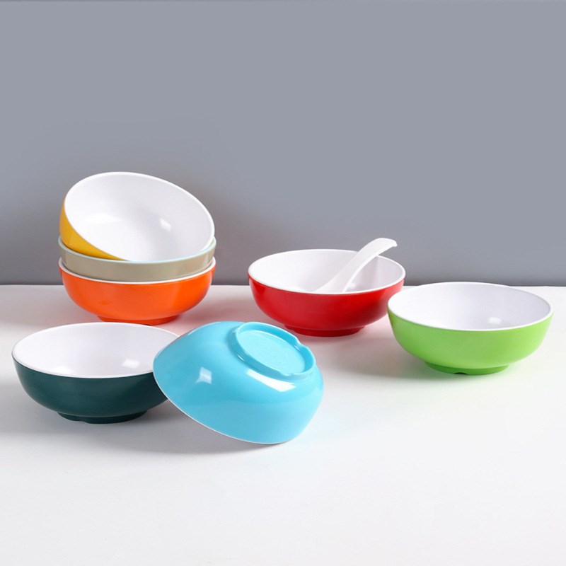 10个装A8密胺小碗双色食堂快y餐米饭碗商用仿瓷汤碗粥碗火锅蘸料