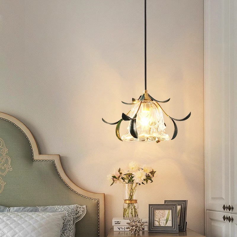 卧室床头b吊灯现代简约创意轻奢后现代主卧餐厅灯床头灯玻璃小吊