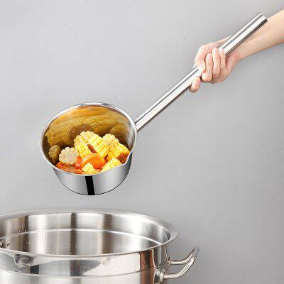 厨房水瓢糖水铺水勺不锈钢带嘴水舀加长手柄加厚加深容量大号汤勺