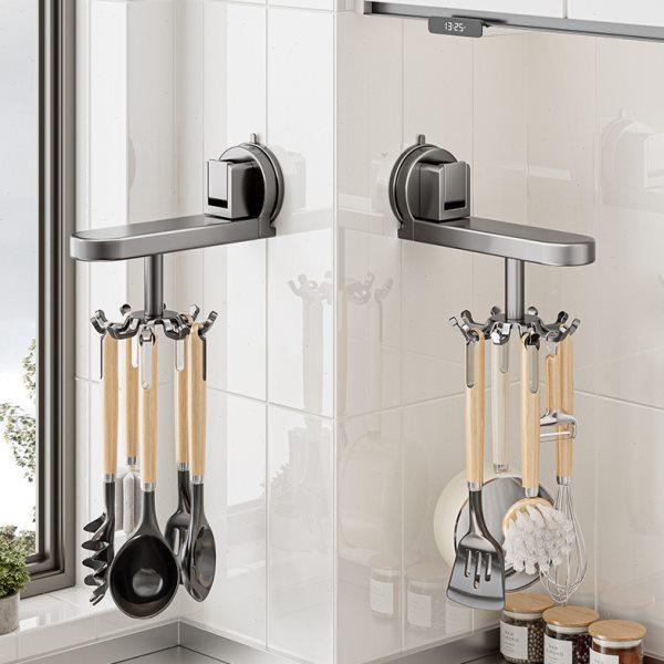 厨房旋转吸盘挂钩壁挂式置物架厨具收纳架锅铲勺子铲子免打孔挂架,厨房/烹饪用具,厨房墙壁置物架/厨房墙壁挂架,淘宝优惠券,粉丝福利购,淘宝优惠卷